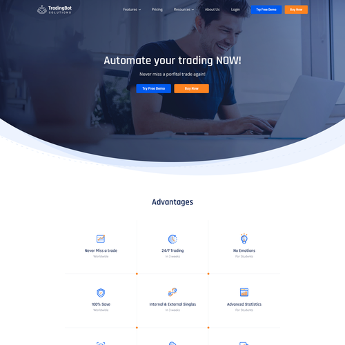 Bitcoin website with the title 'Design a WOW Crypto Trading Bot Website'