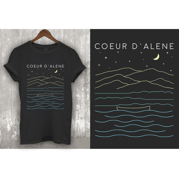 Minimalist t-shirt with the title '2024 Coeur d'Alene T-Shirt Design'