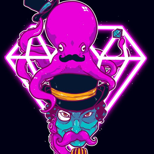 Weird design with the title 'Buried Gems Podcast jacket design'