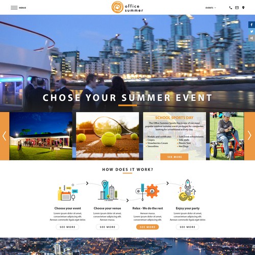 Corporate website with the title 'corporate summer event website and logo '