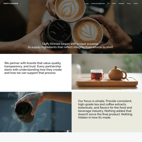 Tea design with the title 'Website - Tea and Coffee Suppliers (Food and Beverage Industry)'