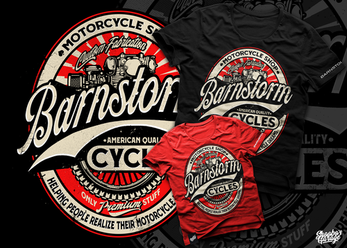 Motorcycle t-shirt with the title 'Barnstorm '