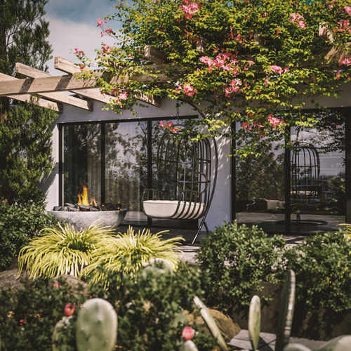 Exterior design with the title '3D Architectural Visualization for a residence in Temecula'