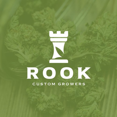 Cool logo with the title 'Bold Modern Logo with a classic feel for Rook Custom Growers, a Cannabis Producer'