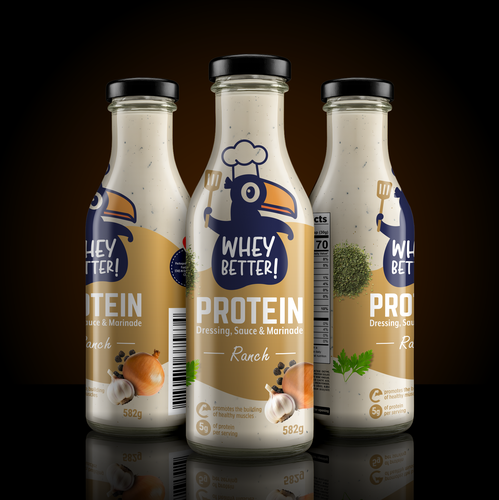 Sauce label with the title 'PROTEIN SAUCE - BOTTLE LABEL'