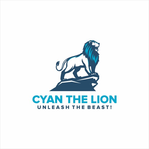 Wisdom design with the title 'Cyan The Lion Logo Design'