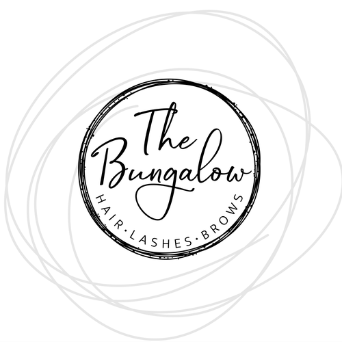 Imaginative logo with the title 'The Bungalow hair | lashes | brows logo'