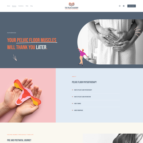Wellness website with the title 'Website Design for Pelvic Floor Therapy Practice in London'