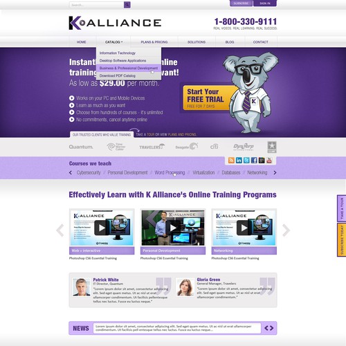 Education website with the title 'Website design wanted for K Alliance'