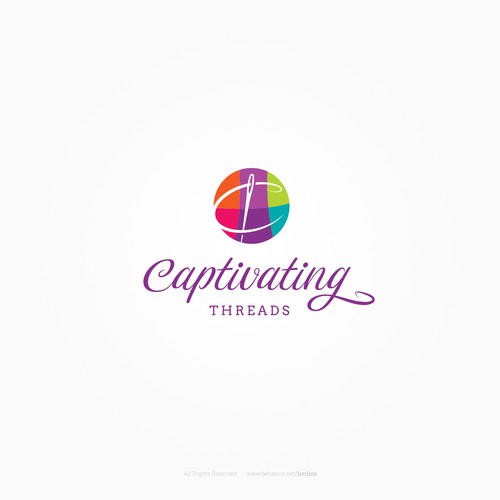 Sewing machine logo with the title 'Captivating Threads'
