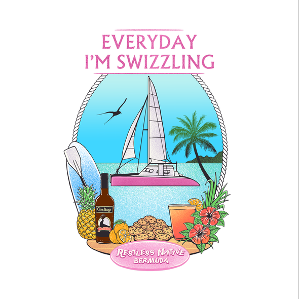 Orange t-shirt with the title 'Everyday I'm Swizzling'