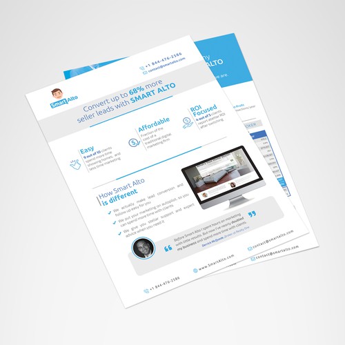 One page design with the title 'Brochure for a hot tech startup'