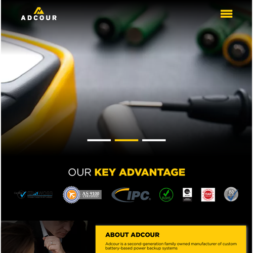 Black website with the title 'Batteries Sites'