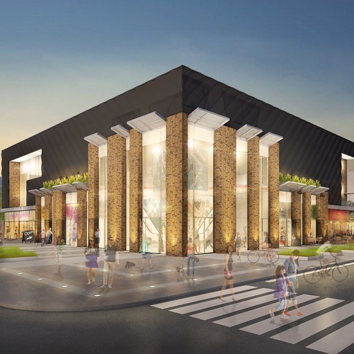 Rendering design with the title 'Sport & Shopping center'