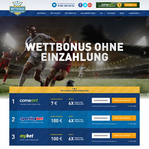 Game website with the title 'WETTBONUS - Comparison Game Bonus website'