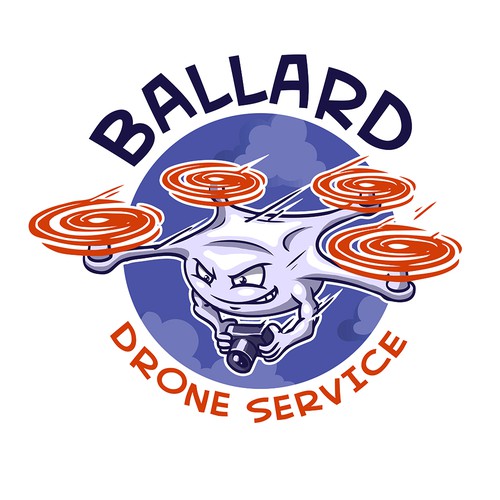 Service logo with the title 'Cartoon Drone Logo for Drone Business'