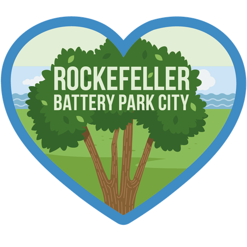 Park design with the title 'Sticker for Rockefeller Battery Park City'