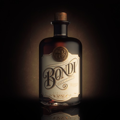 Packaging label with the title 'Bourbon Label Design'