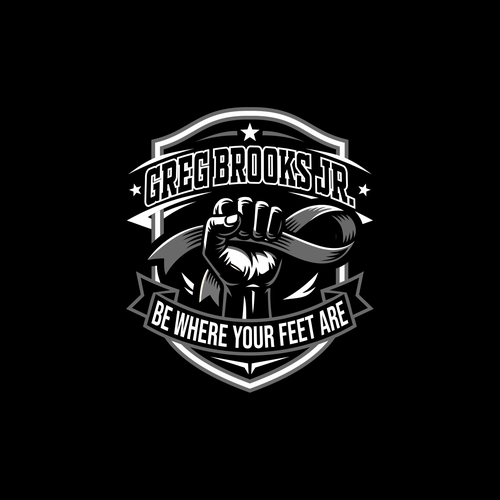 Cancer ribbon logo with the title 'Finalists Logo concept for cancer motivation GREG BROOKS JR'