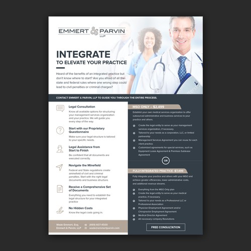 Physician design with the title 'Simple and elegant flyer design for Emmert & Parvin'