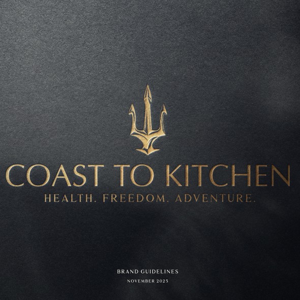 Navy design with the title 'Coast to Kitchen logo and brand guidelines design'