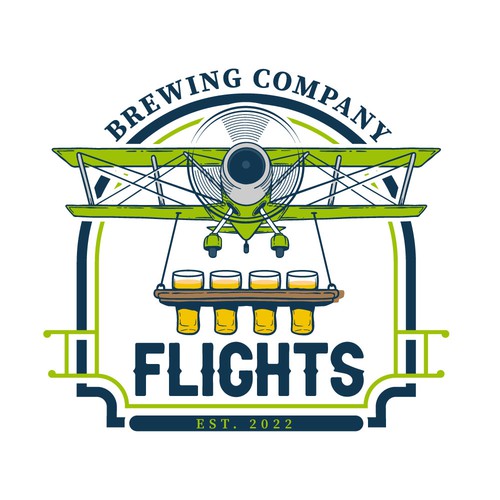 Plane design with the title 'Modern but fun logo for craft beer brewery'