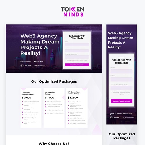 Dollar design with the title 'tokenminds.co'