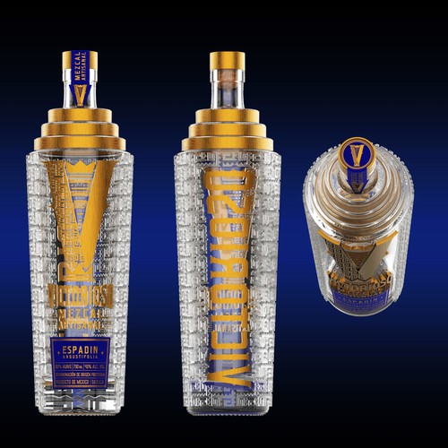 Glass packaging with the title 'Bottle design for Premium Mezcal Bran'