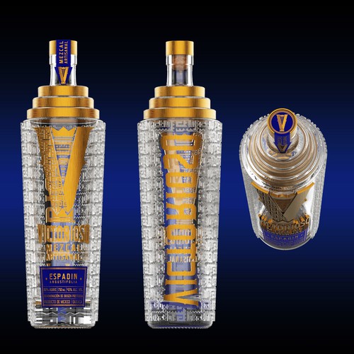 Glass bottle design with the title 'Bottle design for Premium Mezcal Bran'
