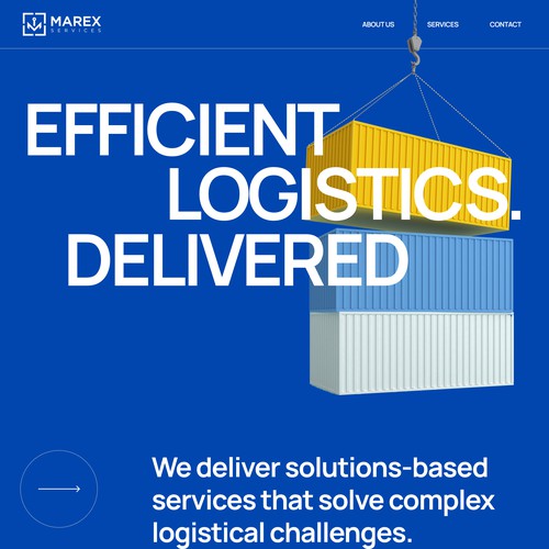Container design with the title 'Website concept for logistics company'