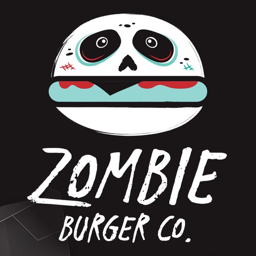 Combination logo with the title 'Zombie Burger'