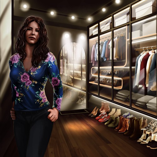 Interactive design with the title 'Illustration for Interactive Crime Story'