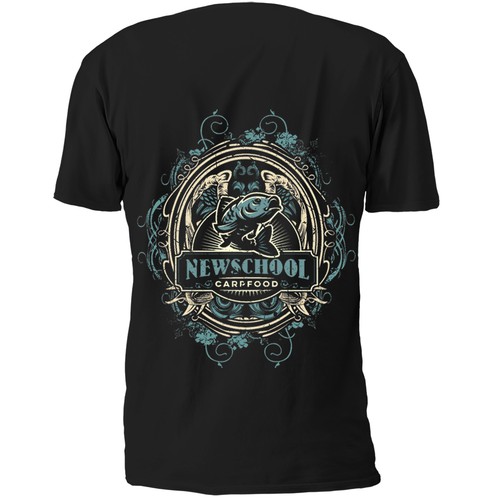 Gold t-shirt with the title 'carpfood'