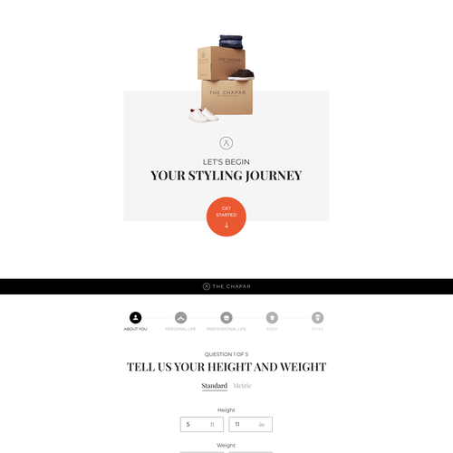 Onboarding design with the title 'Onboarding Questionnaire'