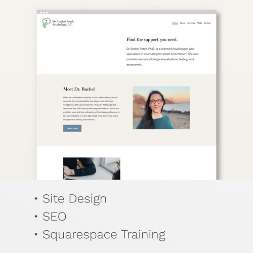 Copywriting design with the title 'Website Design: Psychologist '