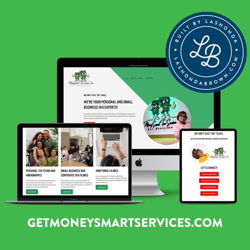 Accounting website with the title 'MONEY SMART TAX SERVICES | Tax Preparation '