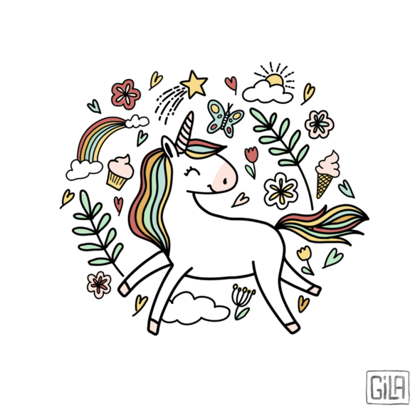 Cute illustration with the title 'Unicorn pattern'