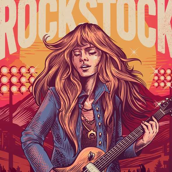 Music design with the title 'Classic Rock Music Festival Poster'