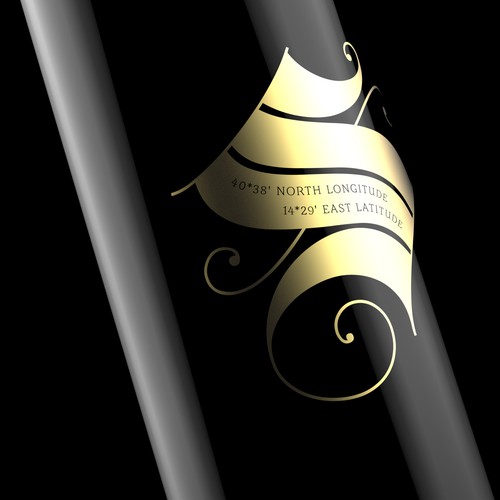 Bottle logo with the title 'Design High End Wine Label'