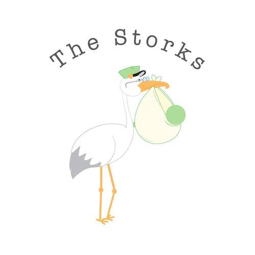 Stork logo with the title 'Children's Stork Logo Design'