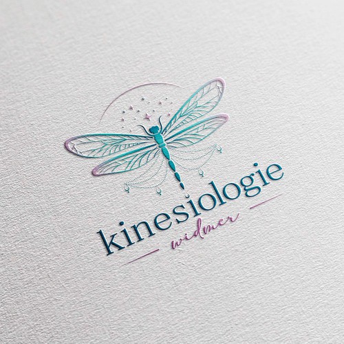 Dragonfly design with the title 'Kinesiologie Widmer'