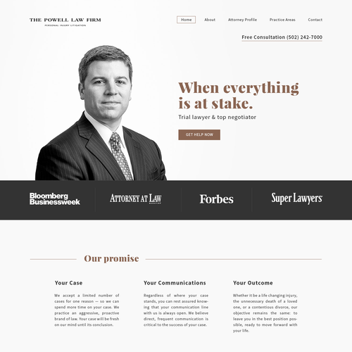 Black and white website with the title 'Attorney landing page'