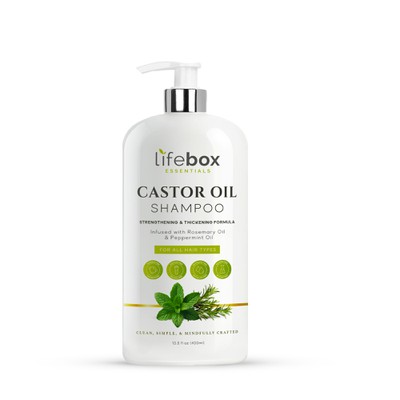 Castor oil shampoo label design 