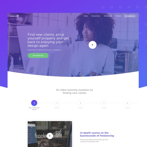 Shape design with the title 'Kick-ass freelancer course '