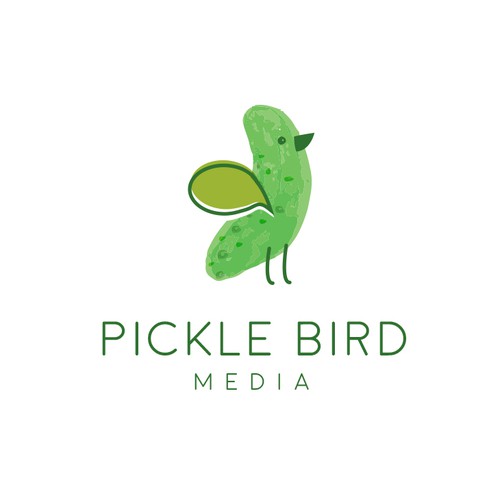 Pickle design with the title 'Hand painted bird pickle logo'