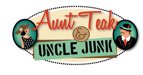 Portrait design with the title 'logo for Aunt Teak and Uncle Junk'