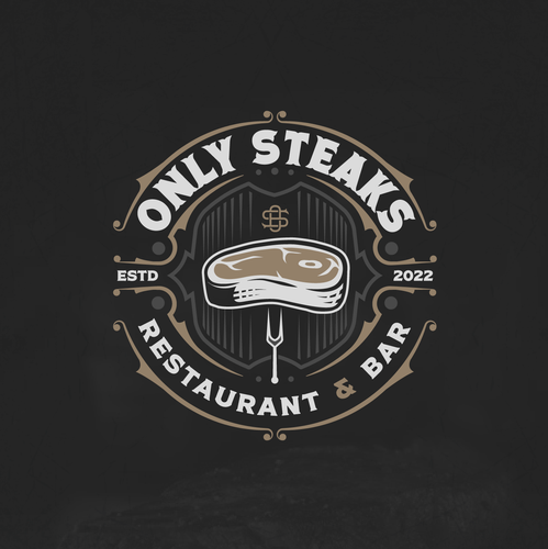 Filigree logo with the title 'Only Steaks'