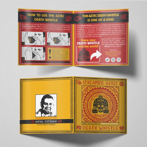 Aztec design with the title 'Screaming Aztec Death Whistle'