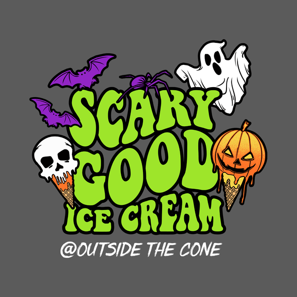 Retro t-shirt with the title 'Halloween Ice Cream!'