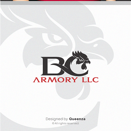 Rooster logo with the title 'Powerful and eye catching logo for sports company'